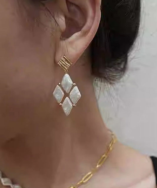 White Metal Alloy Pear Drop Earrings