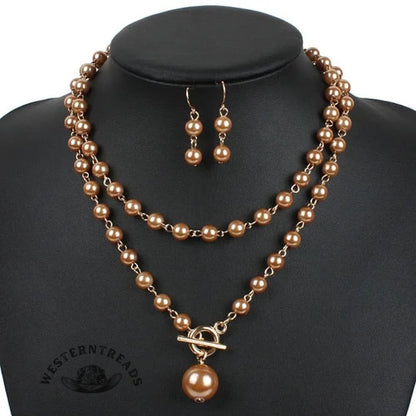 Pearl Necklace Earring Set