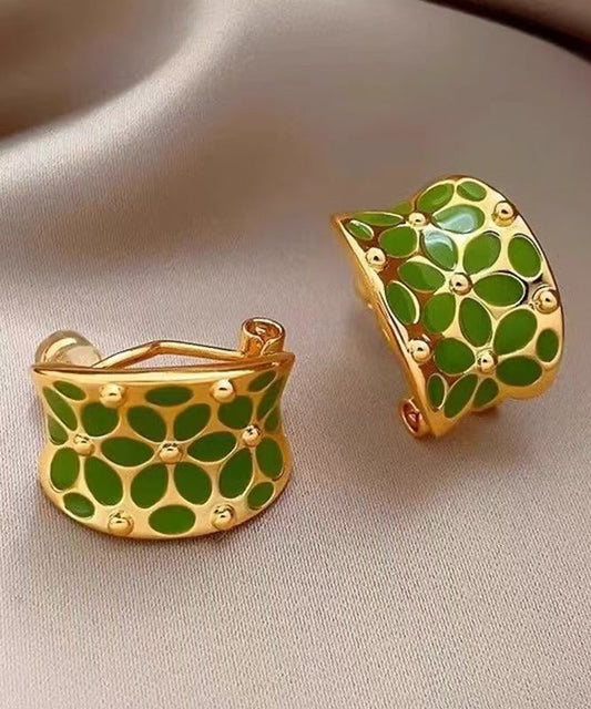 Stylish Green Copper C-shaped Hoop Earrings