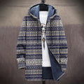 Men's Vintage Tribal Iceland Knitted Art Cozy Plush Hooded Coat artswardrobe
