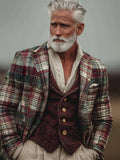 Men's Vintage British Christmas Plaid Cozy Blazer artswardrobe