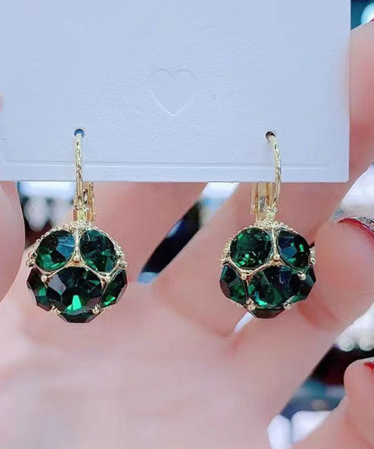 Green Copper Alloy Zircon Crystal Drop Earrings