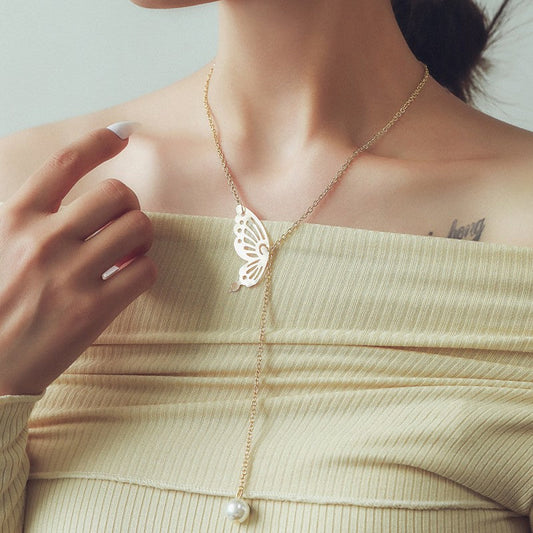 Daily Party Butterfly Patchwork Pearl Necklaces