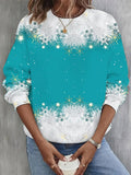 Comstylish Winter Snowflake Print Long Sleeve Casual Top