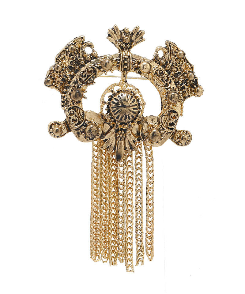 Metal Hollow Out Carving Tassel Brooches