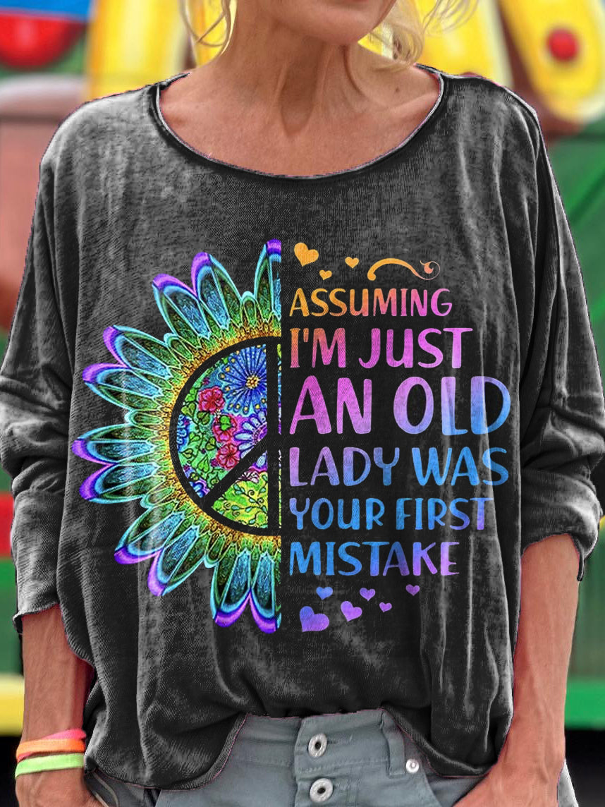 Women's Hippie Art Print Casual Long Sleeve T-shirt