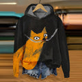 Cute Cat Art Print Casual Hoodie elevenforest