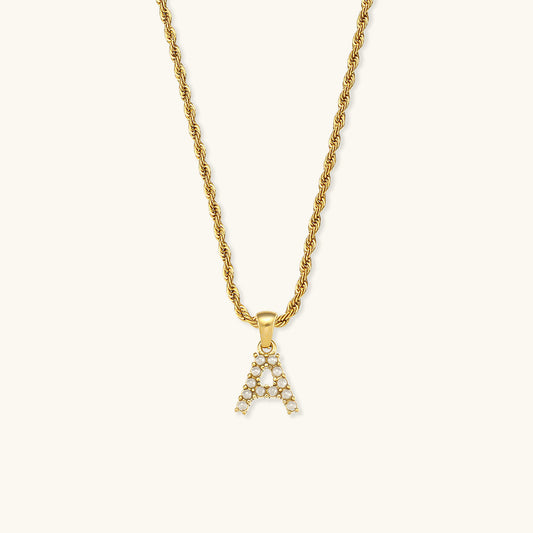 Aurora Pearl Initial Necklace