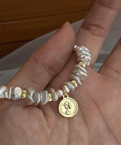 Art Gold Hand Pearl Small Bits of Silver Charm Bracelet Gh1027
