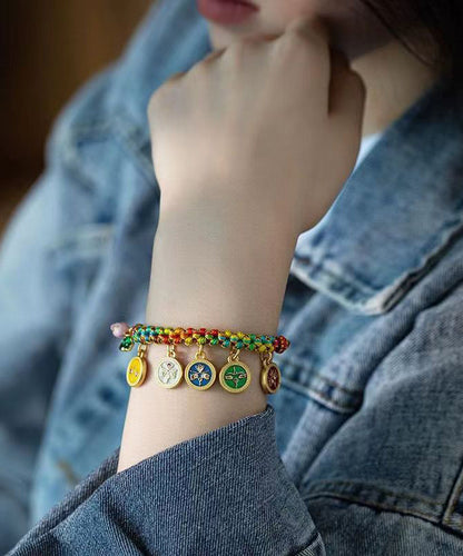 Colorblock Sterling Silver Overgild Tassel Charm Bracelet Kx1009