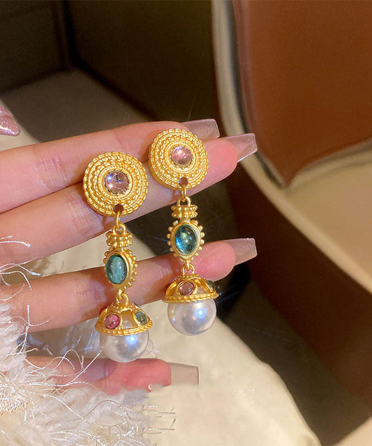 Copper Resin Pearl Drop Earrings