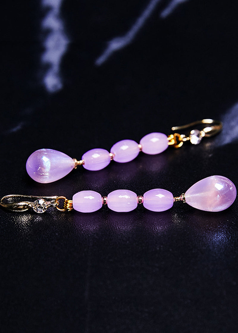 Light Purple Droplet Shape Crystal Drop Earrings