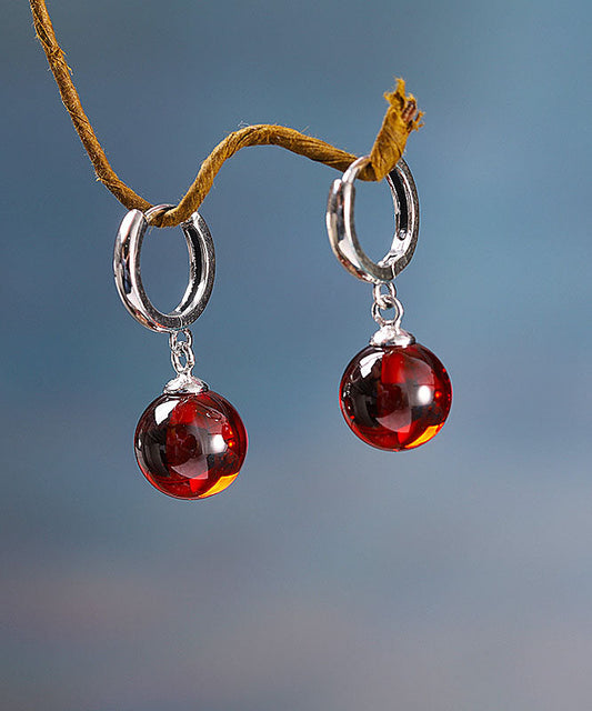 Mulberry Sterling Silver Inlaid Garnet Drop Earrings