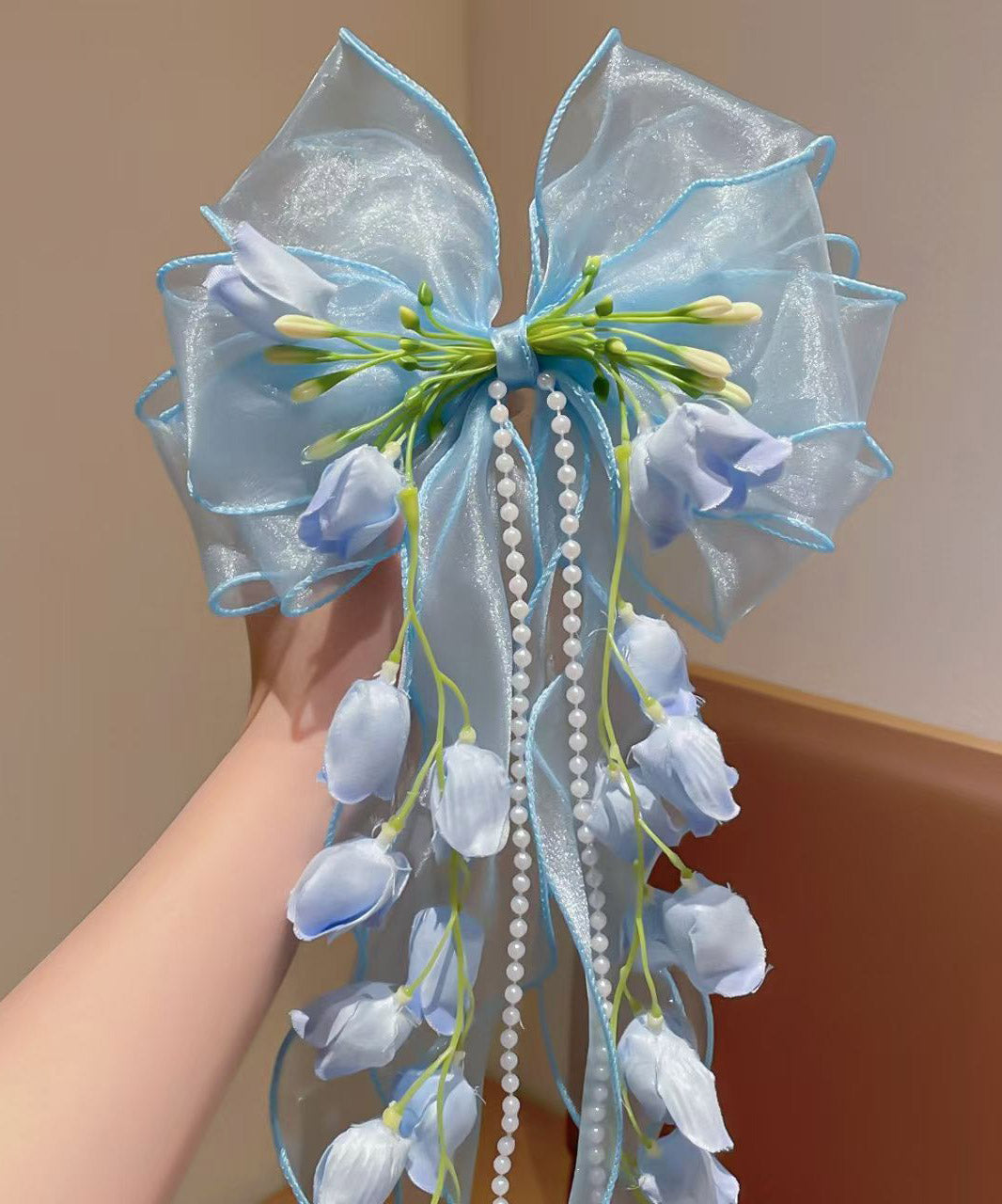 Pink Alloy Bow Lily of the Valley Tassel Hairpin