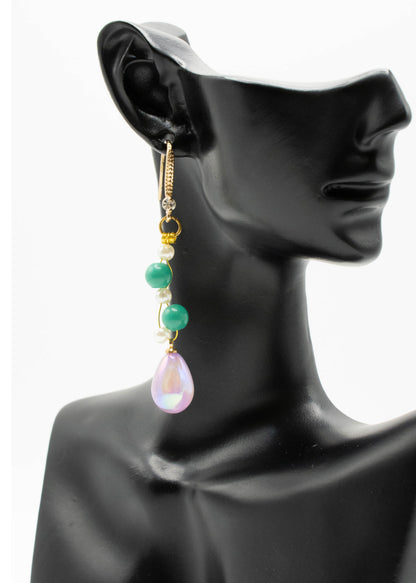 Pink Water Droplet Acrylic Drop Earrings