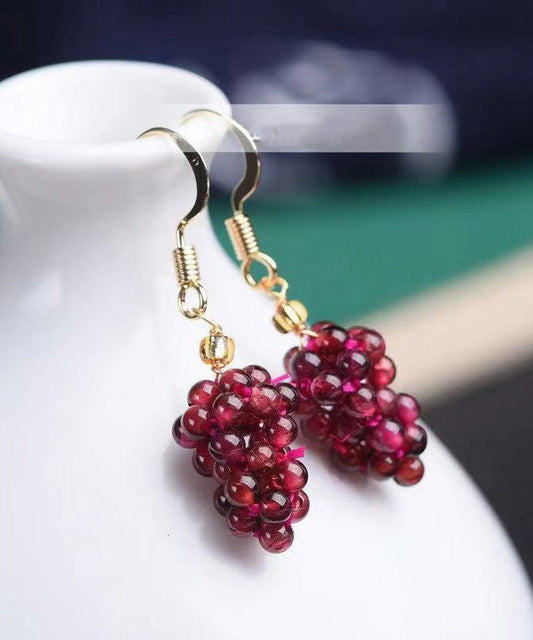 Purple Sterling Silver Overgild Crystal Grape Drop Earrings