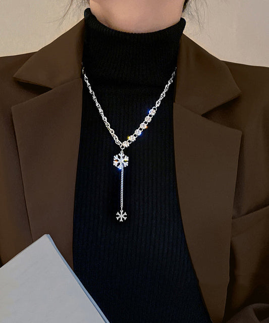 Pendant Alloy Necklace Snowflake Silk Zircon