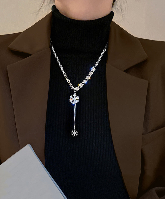 Pendant Alloy Necklace Snowflake Silk Zircon