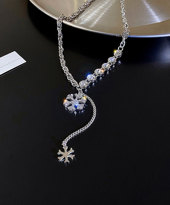 Pendant Alloy Necklace Snowflake Silk Zircon