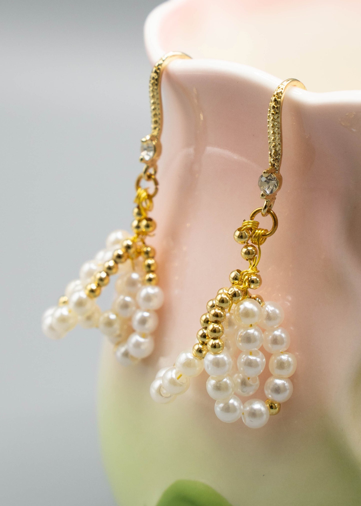 White Pearl Original Design Drop Earrings