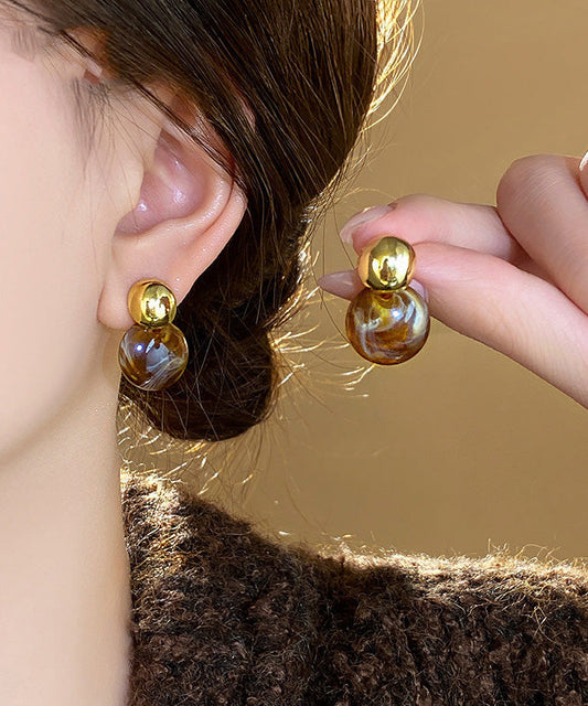 Coffee Copper Alloy Planchet Stud Earrings