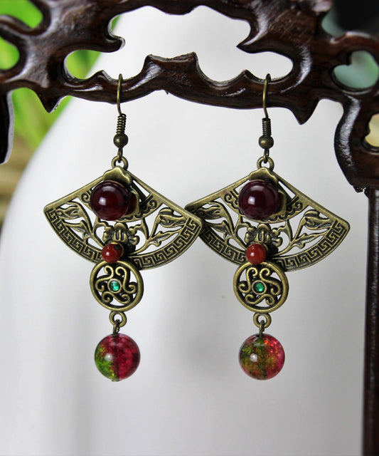 Crystal Patchwork Hollow Out Metal Drop Earrings