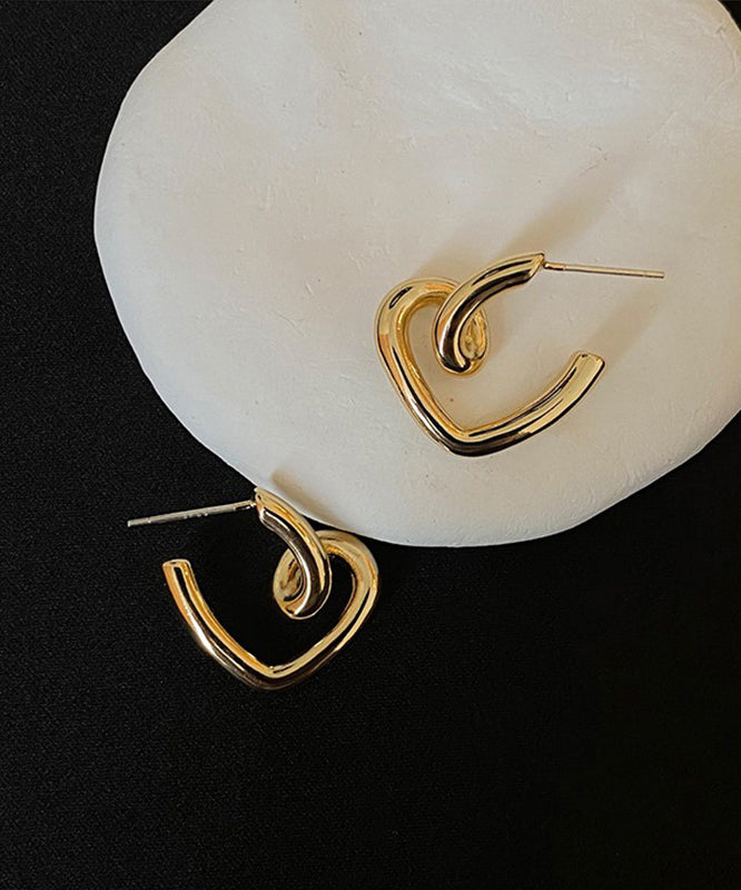 Alloy Gold Hoop Love Earrings