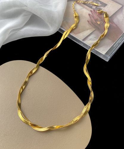 Gold Stainless Steel Overgild Crossing Fried Dough Twists Princess Necklace Yd022