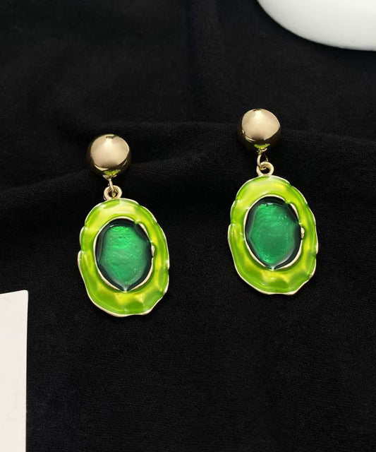 Green Sterling Silver Alloy Pearl Drop Earrings
