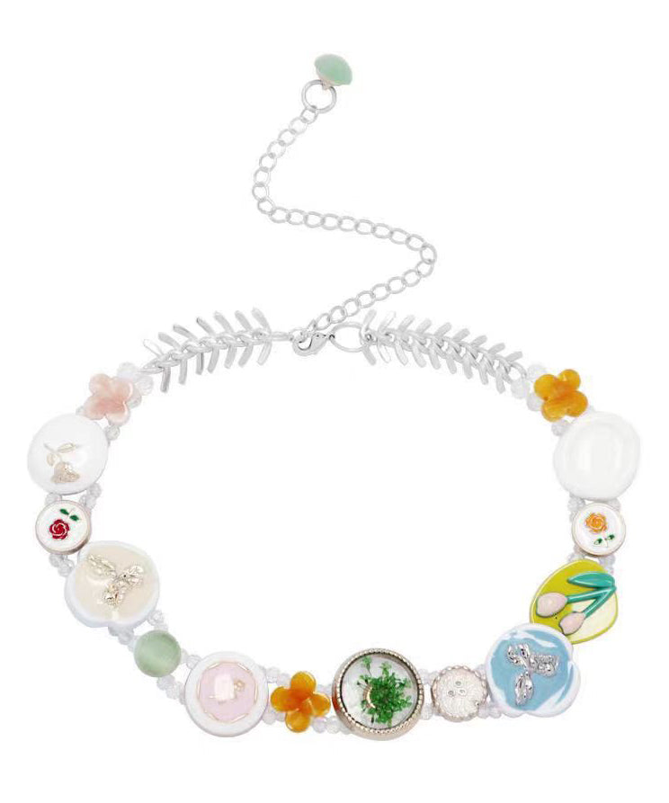 Rainbow Alloy Beading Button Princess Necklace Yd036