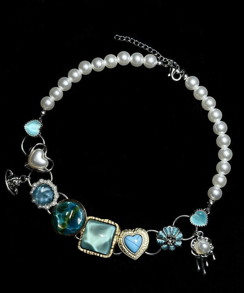 Rainbow Stainless Steel Pearl Collar Necklace