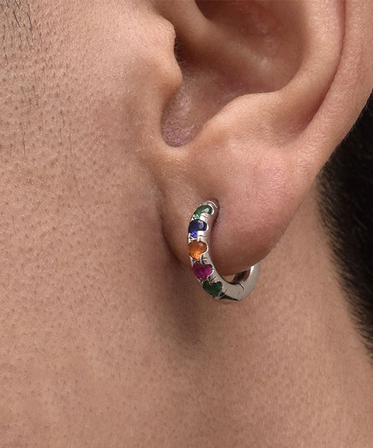 Rainbow Sterling Silver Zircon Hoop Earrings