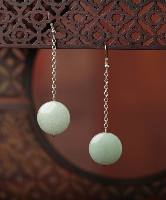 Retro Light Green Jade Drop Earrings