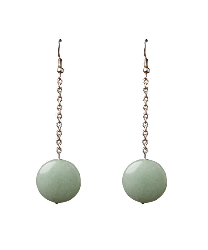 Retro Light Green Jade Drop Earrings