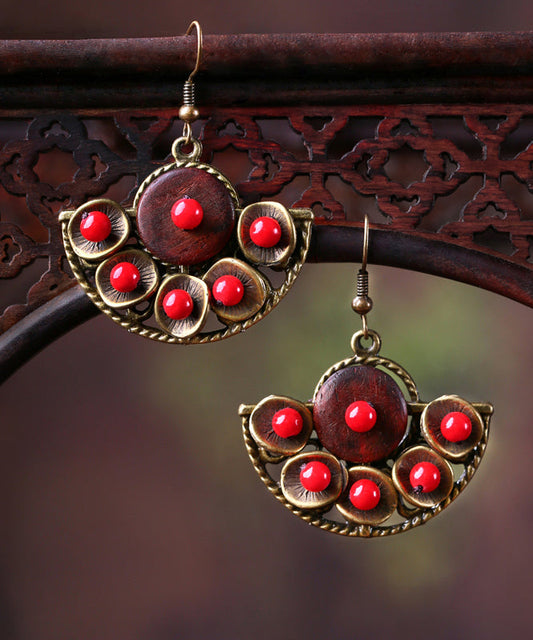 Retro Red Metal Drop Earrings