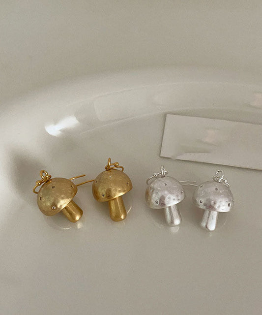 Silk Sterling Silver Overgild Mushroom Drop Earrings