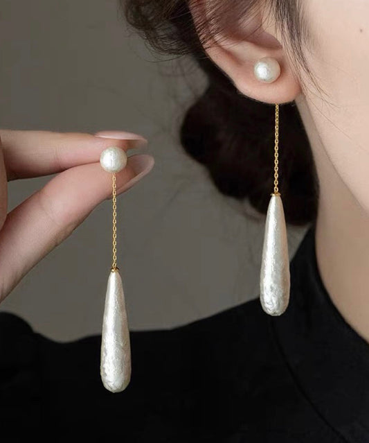White Copper Alloy Water Drop Pearl Drop Earrings