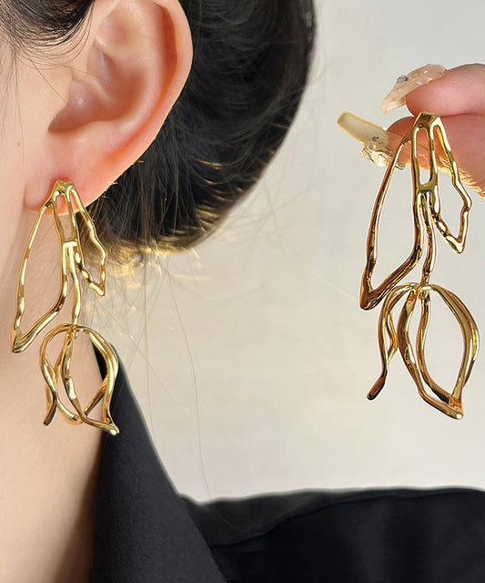Boutique Gold Alloy Hollow Out Drop Earrings