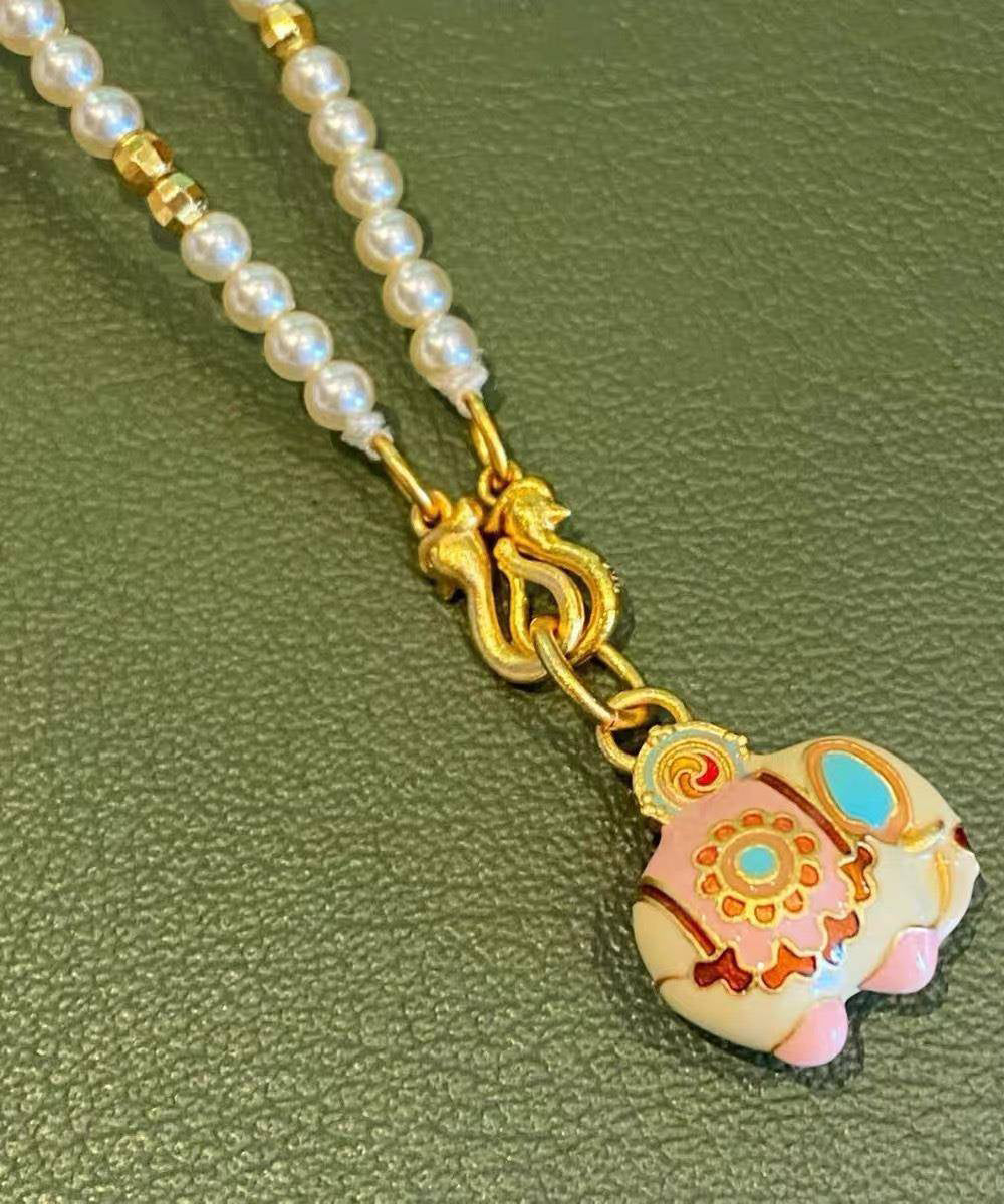 Pendant Pearl Alloy Boutique Gold Elephant Little Necklace Beads