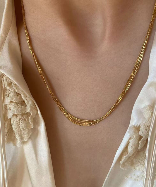 Boutique Gold Stainless Steel Multi Layer Necklace Qu018