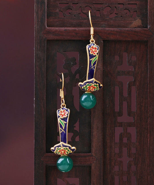 Boutique Green Sterling Silver Jade Agate Drop Earrings
