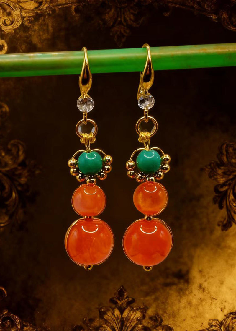 Boutique Orange Crystal Fine Turquoise Drop Earrings