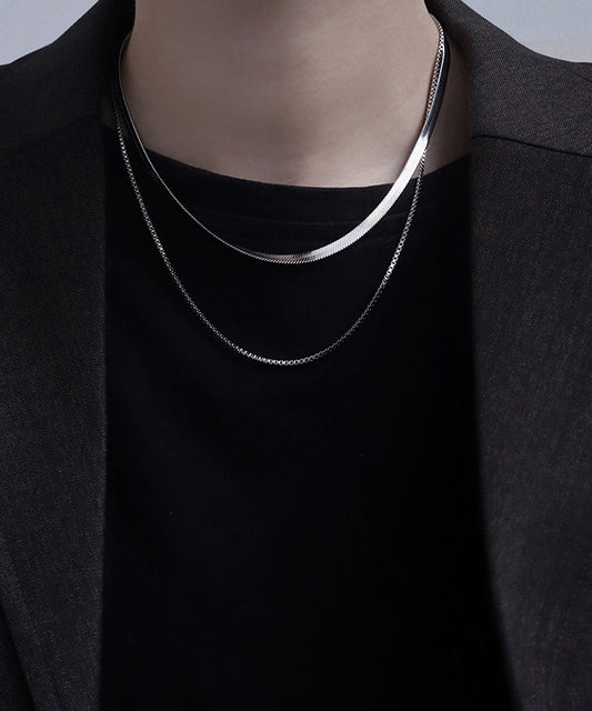 Boutique Silk Stainless Steel Two Piece Set Necklace Mm085