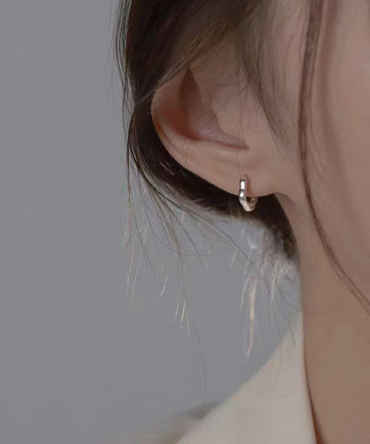 Boutique Silk Sterling Silver Geometric Flower Hoop Earrings