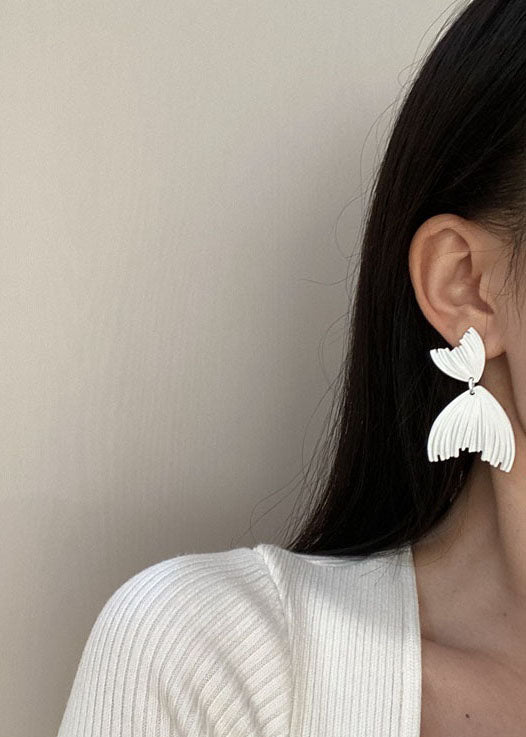Boutique White and Blue Mermaid Fine Metal Drop Earrings
