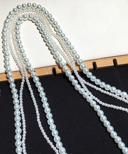 Brief White Handmade Pearl Beading Gratuated Bead Necklace Ii016