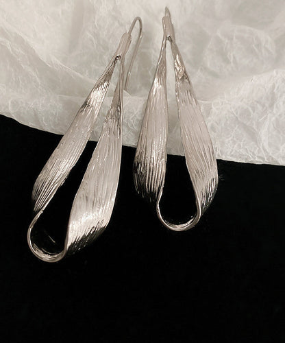 Brown Metal Water Drop Leaf Hoop Earrings