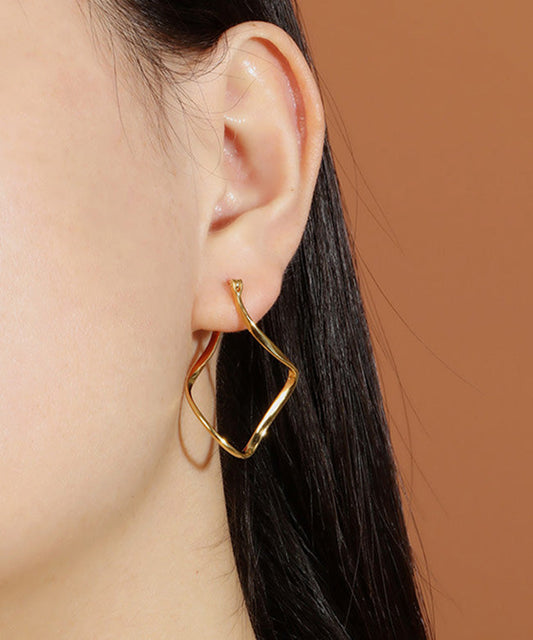 Gold Silver Bending Shape Hoop Earrings