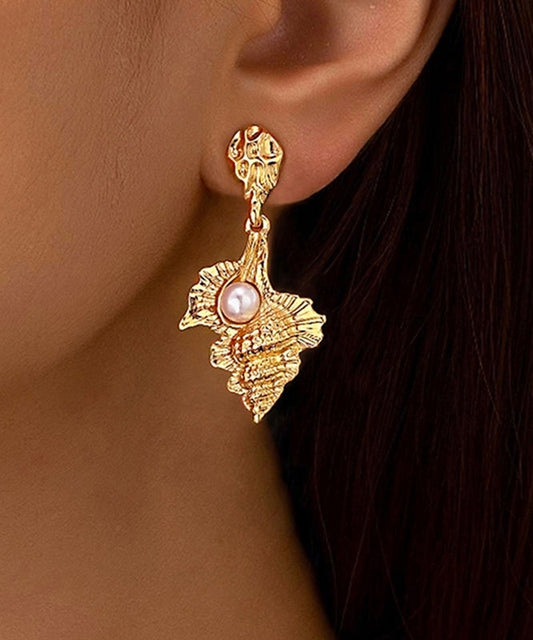 Gold Sterling Silver Overgild Alloy Pearl Drop Earrings