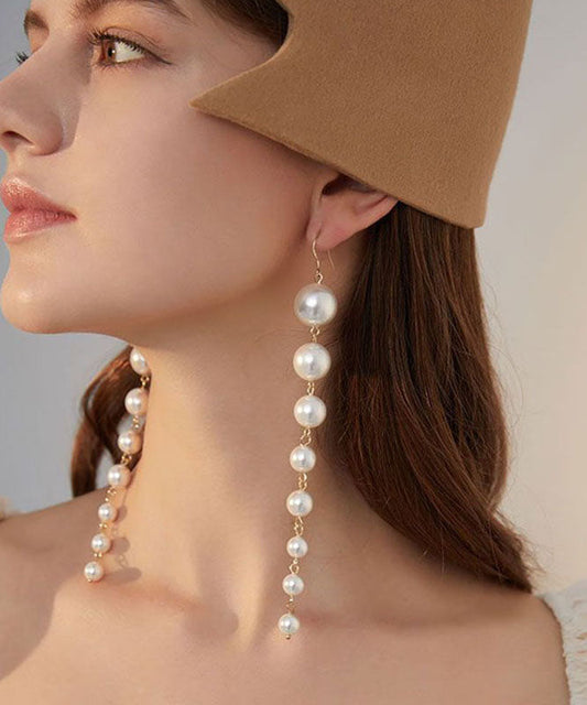 White Stergild Silver Overgild Pearl Drop Earrings